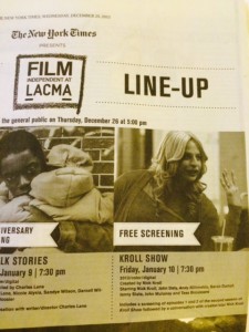 NY Times Kroll Show Film Line-up @LACMA Starring : Nick Kroll, Andy Milonakis, Jon Daly, Sarah Dampf, John Mulaney and Tess Broussard