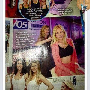 Tess Broussard in OK!Magazine 7-7-14 issue getting workout hair for a workout#body&soul event